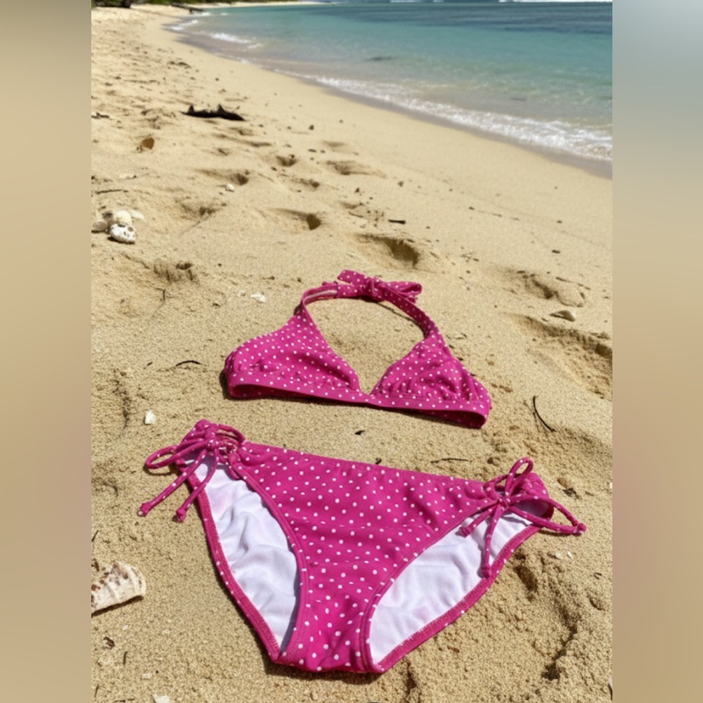 Roxy Pink and White Polka Dot Bikini